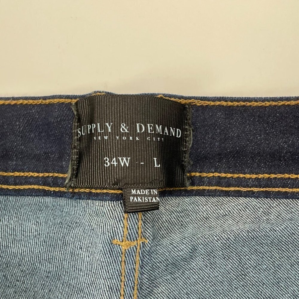 Supply & Demand Dark Wash Exposed Stitching Skinny Jeans Mens Size 34 Stretch - Picture 4 of 9